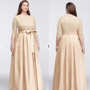 3/4 shimmer lace sleeve shantung skirt Mother of the Bride Dress Wedding Plus